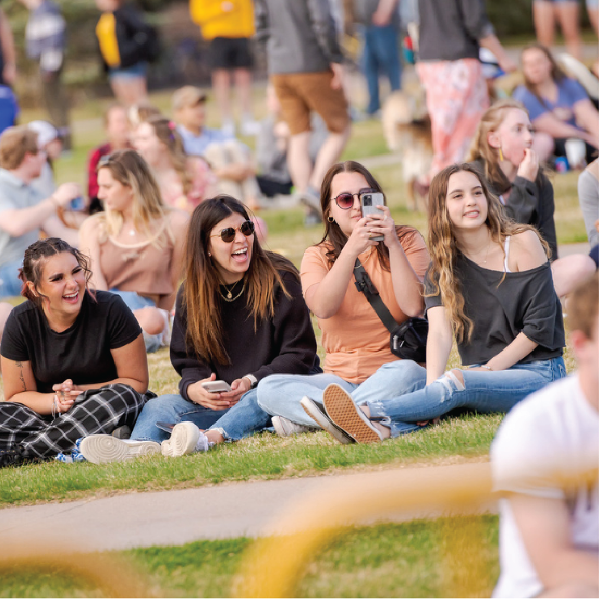 students in prexys pasture during union fest