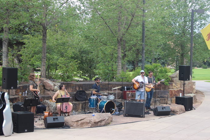 The Woodpile performing outside