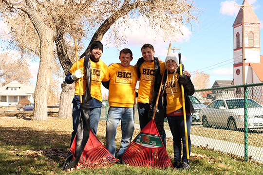 Photo of students working the Big Event