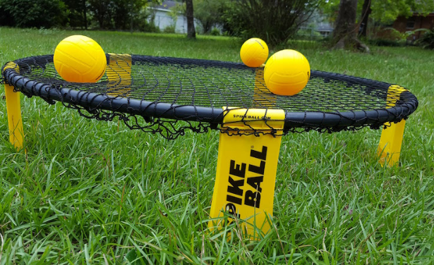 spikeball game sitting in grass