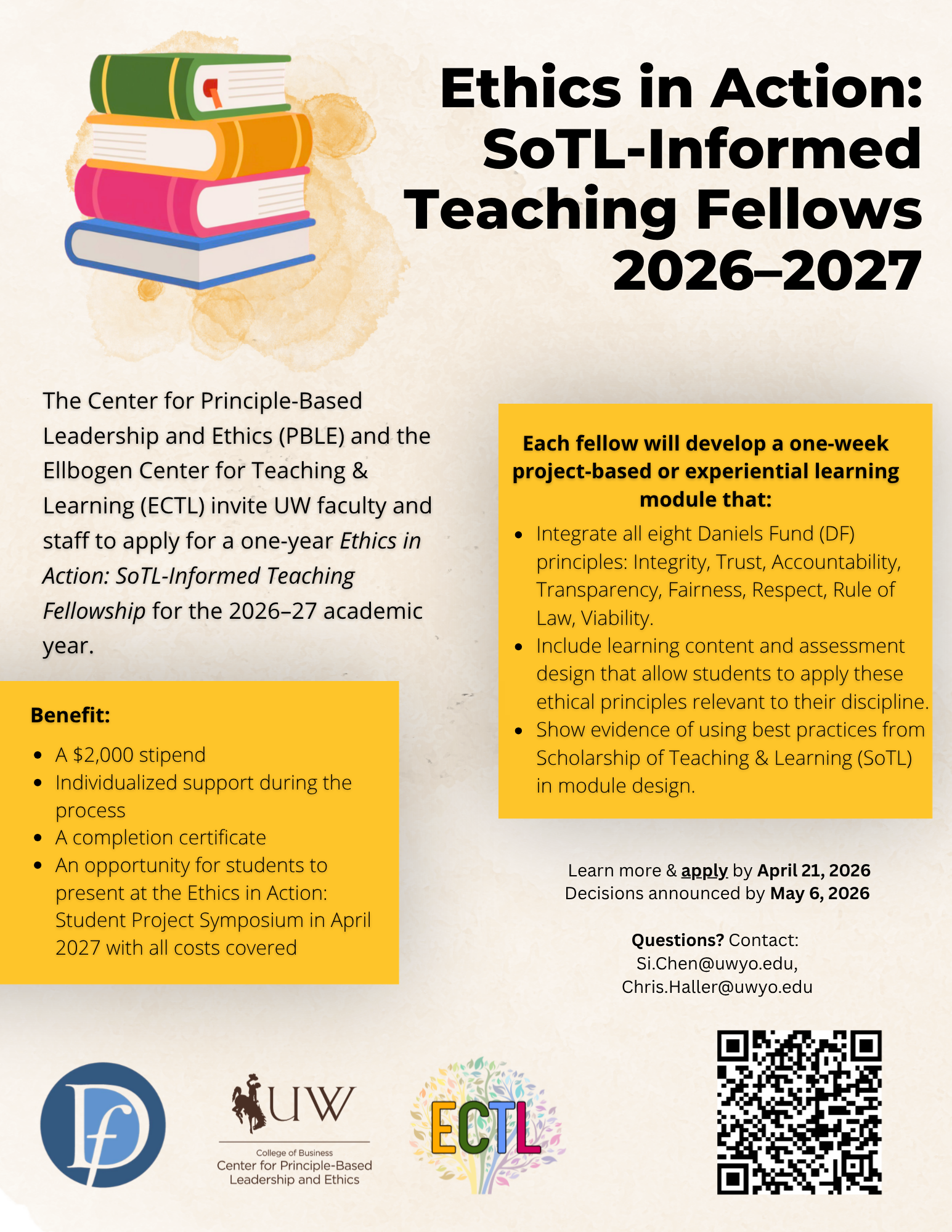 Ethics in Action Learning Community Flyer