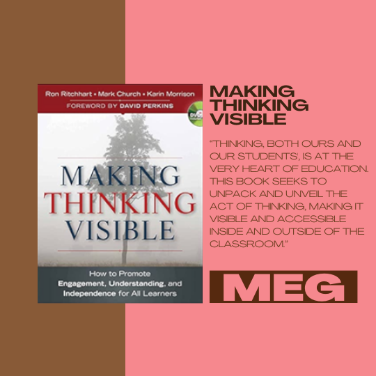 Making Thinking Visible - How to Promote Engagement, Understanding, and Independence for All Learners by Ritchhart et al; recommended by Meg