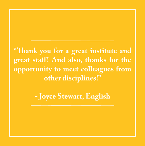 summer institute testimonial from Joyce Stewart in English