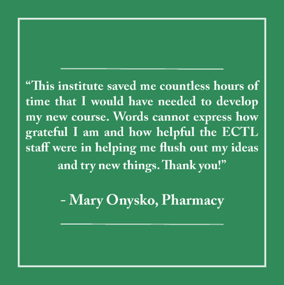 summer institute testimonial from Mary Onysko in Pharmacy