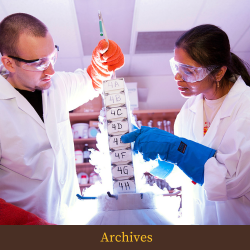 labeled Archives on  photo with two scientists working in UW lab