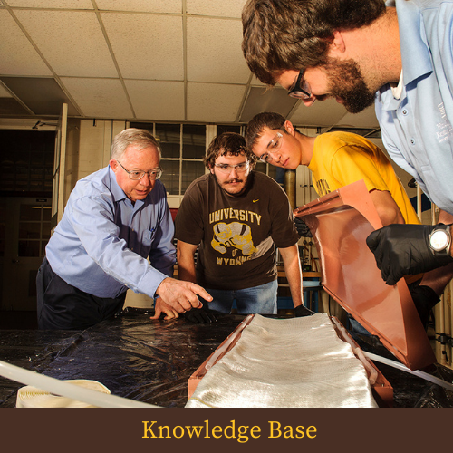 nowledge Base labeled on photo of UW students working in a lab with instructor