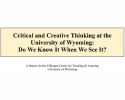 Critical and Creative Thinking at UW: Do We Know It When We See It?