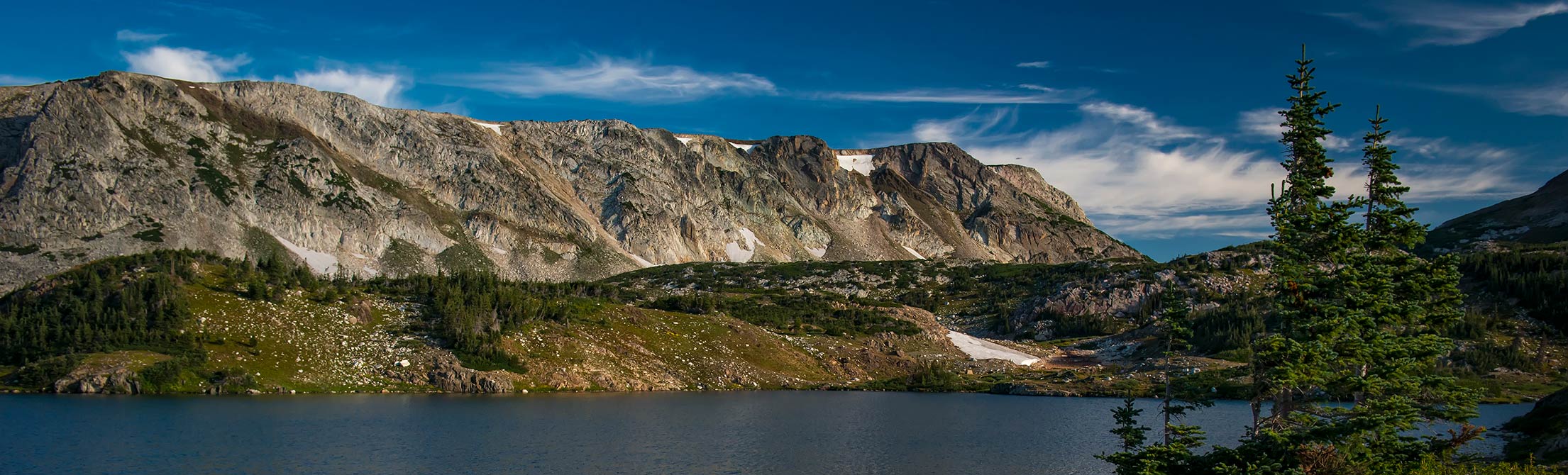 Snowy range and a lake