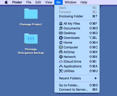 Image of dropdown menu option on a mac.