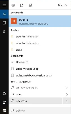 Windows search for Ubuntu