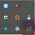 Windows system tray highlighting that Xming is currently running