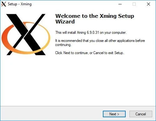 Setup panel for Xming