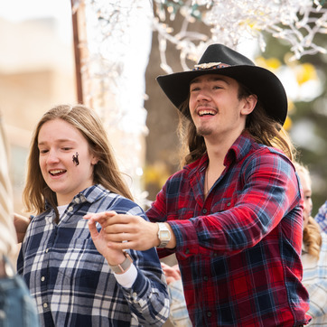 Two students dancing