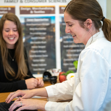 Advisor working with student