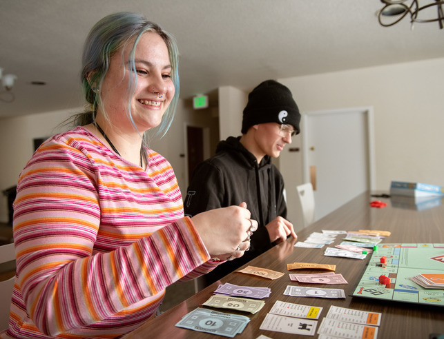 TWo students playing monopoly