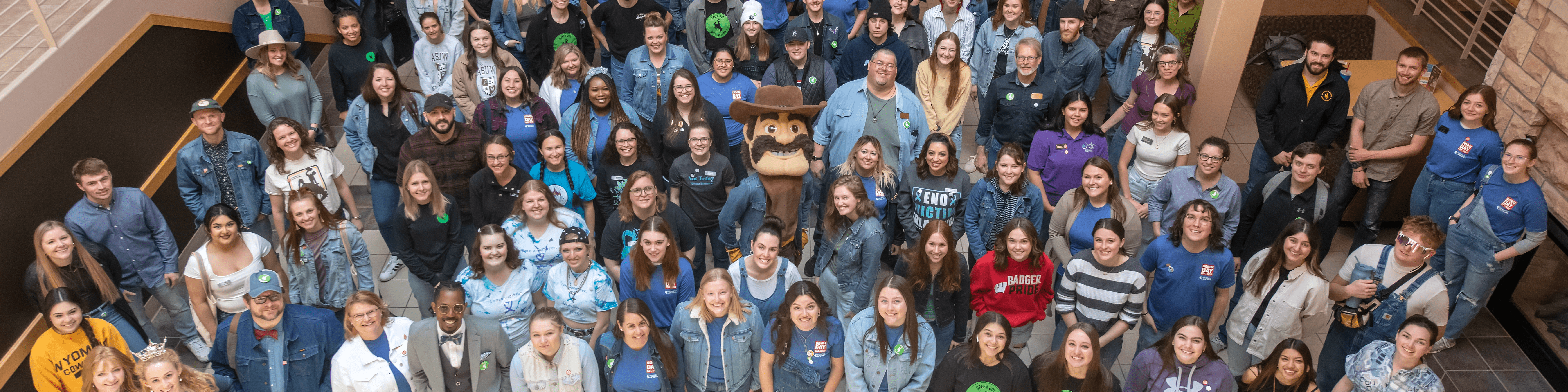 People gathered in the Union for Denim Day.