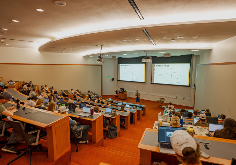 auditorium hosting a class in the College of Business