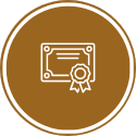 Certificate degree icon in a tan circle
