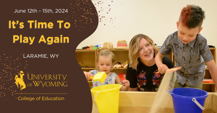 Play therapy session with young child and play therapist. The World Needs More Play slogan is written on top of the image.