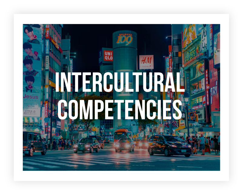 Intercultural Competencies over picture of Japanese city