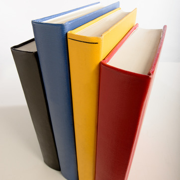 Vertical stack of books