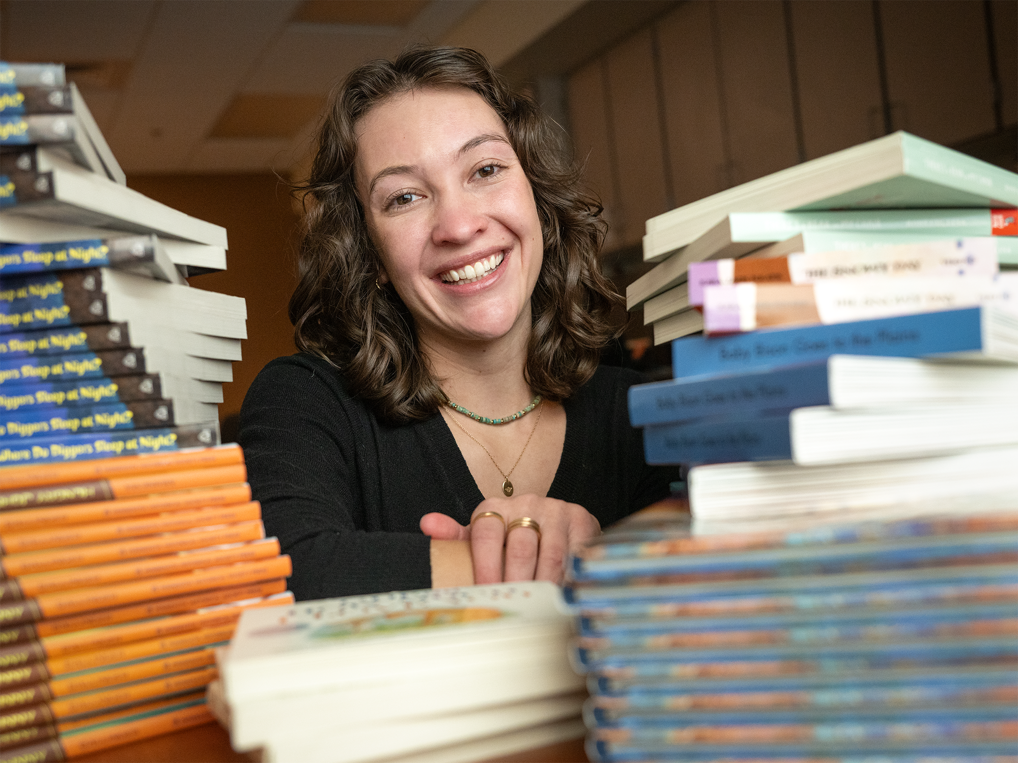 student with books
