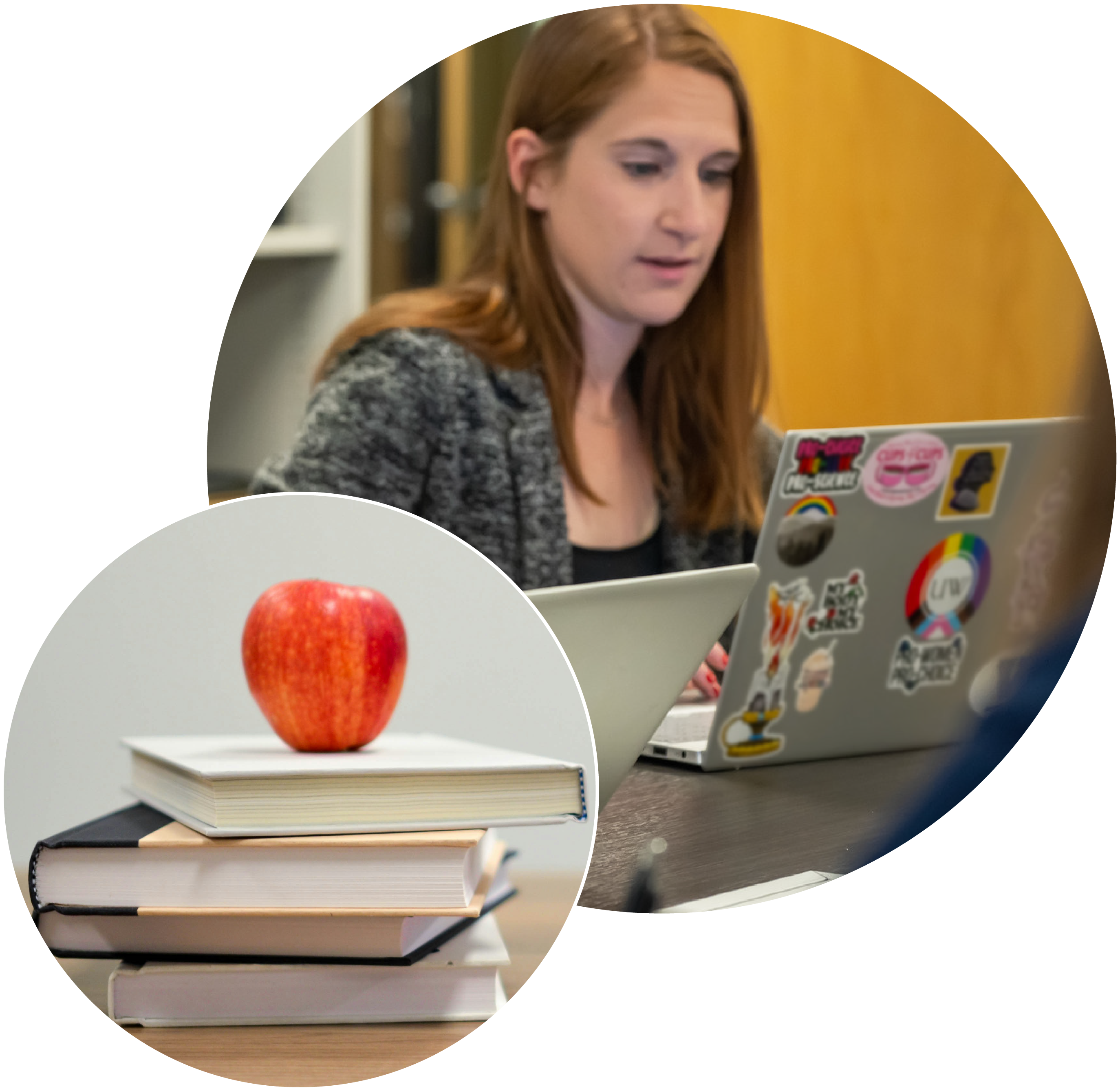 apple on books and student