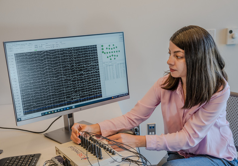 A researcher works on a computer engineering project