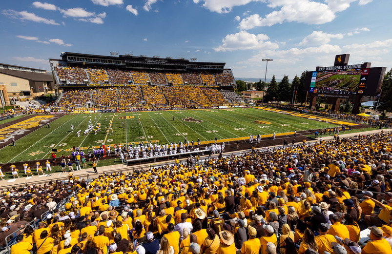 View of football game at UW War Memorial Stadium