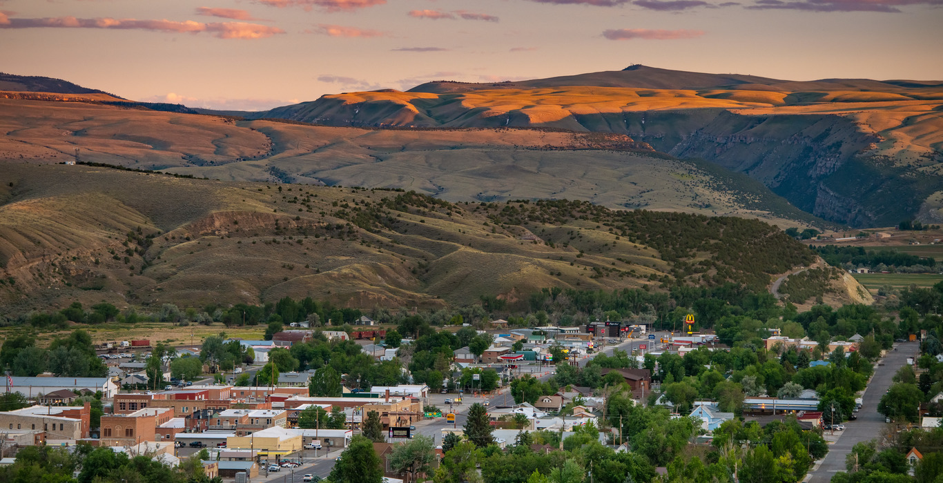 Hills behind a town