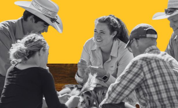 Students and a faculty member sitting in a circle