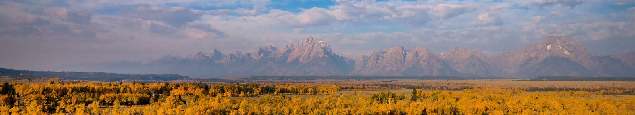Wyoming landscape with fall trees and mountains