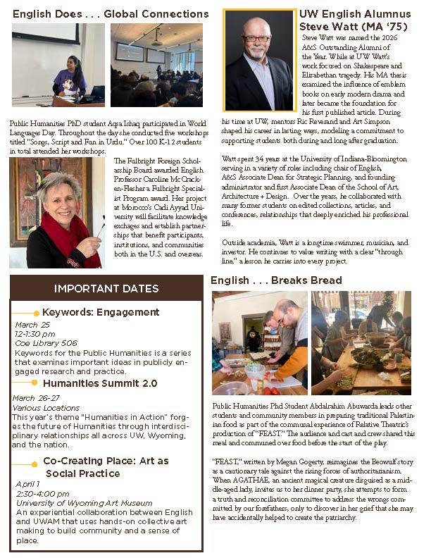 Newsletter for the Department of English for February 2026 page 2