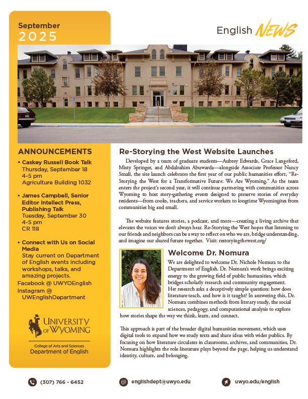 English department newsletter for September 2025