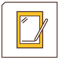 Brow square with an icon of an ipad