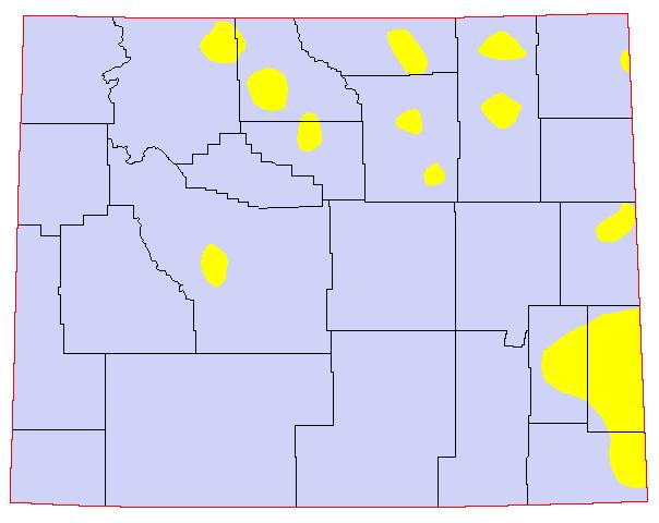 1946, Yellow = 8-11 Grasshoppers per square yard; Blue = 12-24 Grasshoppers per square yard; Red = >24 Grasshoppers per square yard.