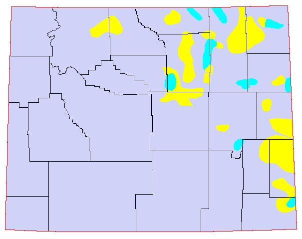1949, Yellow = 8-11 Grasshoppers per square yard; Blue = 12-24 Grasshoppers per square yard; Red = >24 Grasshoppers per square yard.
