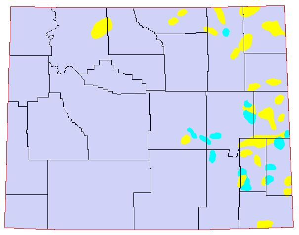1950, Yellow = 8-11 Grasshoppers per square yard; Blue = 12-24 Grasshoppers per square yard; Red = >24 Grasshoppers per square yard.