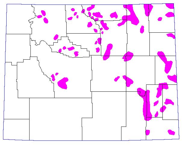 1966, Magenta = >= 8 Grasshoppers per square yard. 