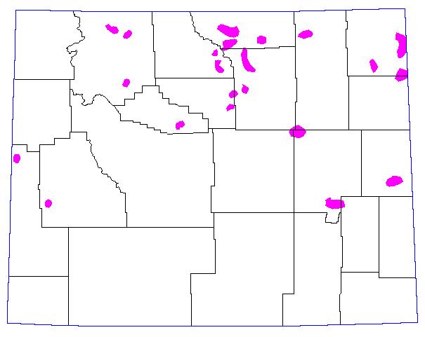 1972, Magenta = >= 8 Grasshoppers per square yard. 