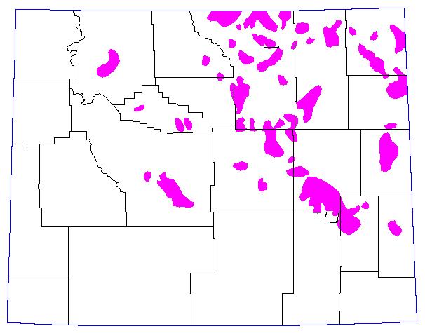 1974, Magenta = >= 8 Grasshoppers per square yard. 