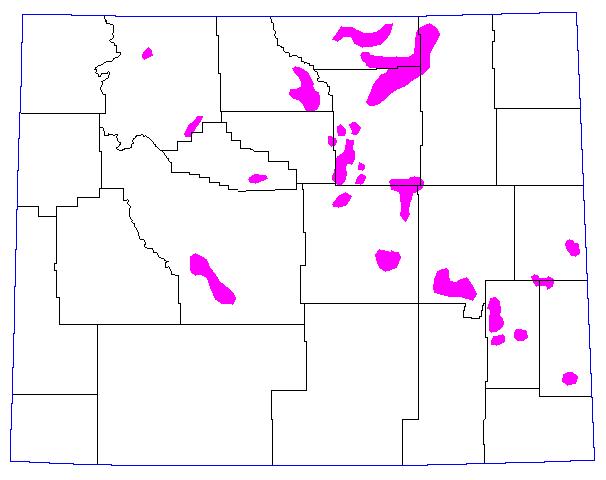 1975, Magenta = >= 8 Grasshoppers per square yard. 