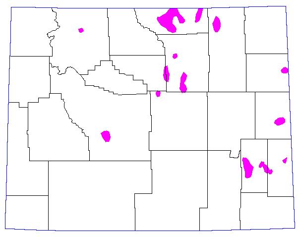 1976, Magenta = >= 8 Grasshoppers per square yard. 