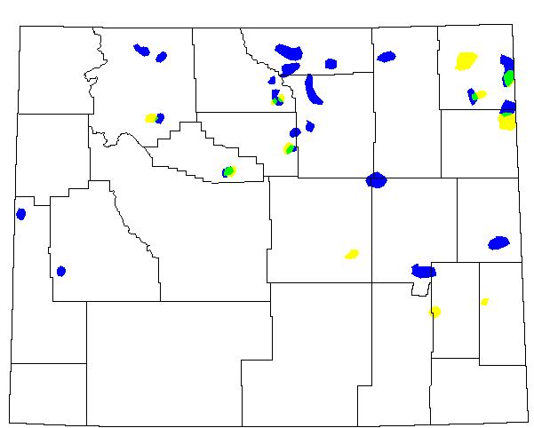 Fig. 14. Spatial distribution of rangeland grasshopper outbreaks during 1971-1972, when the infestation area increased by 228.4% over the previous year
