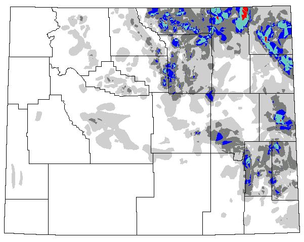 Fig. 7. Spatial distribution of rangeland grasshopper outbreaks for the years when more than 1 million ha were infested 