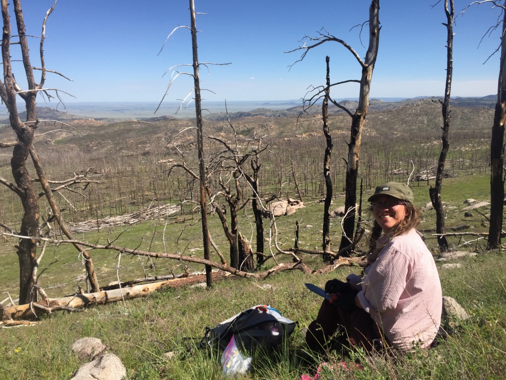 stephanie winters during fieldwork at Rogers Research station