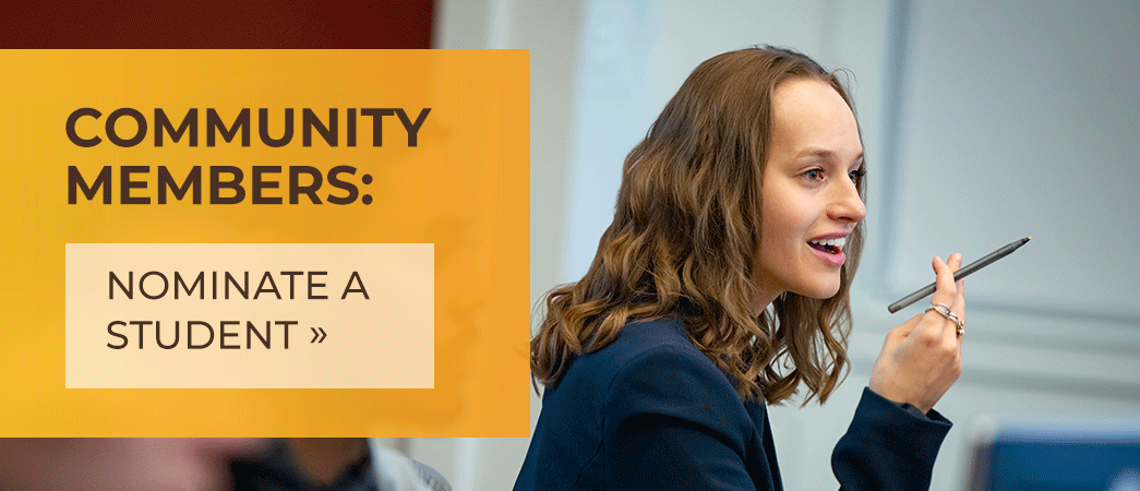 Community members: nominate a student over a student talking