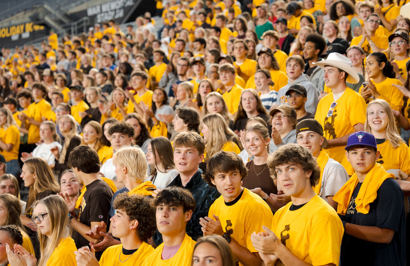 First-year students at the University of Wyoming gather together at a start of year UW event for new students.