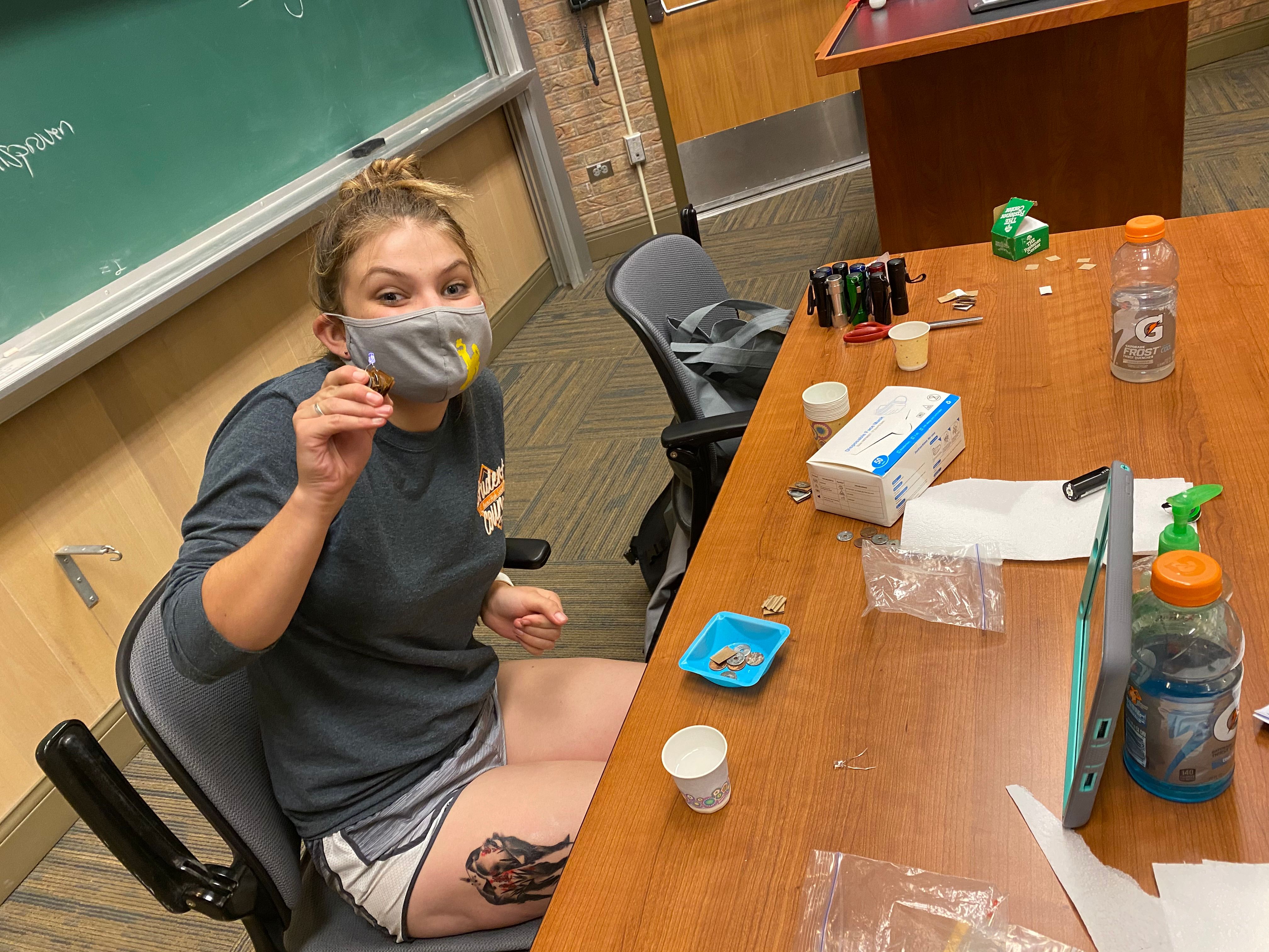 students in Everyday Science class conduct penny lab