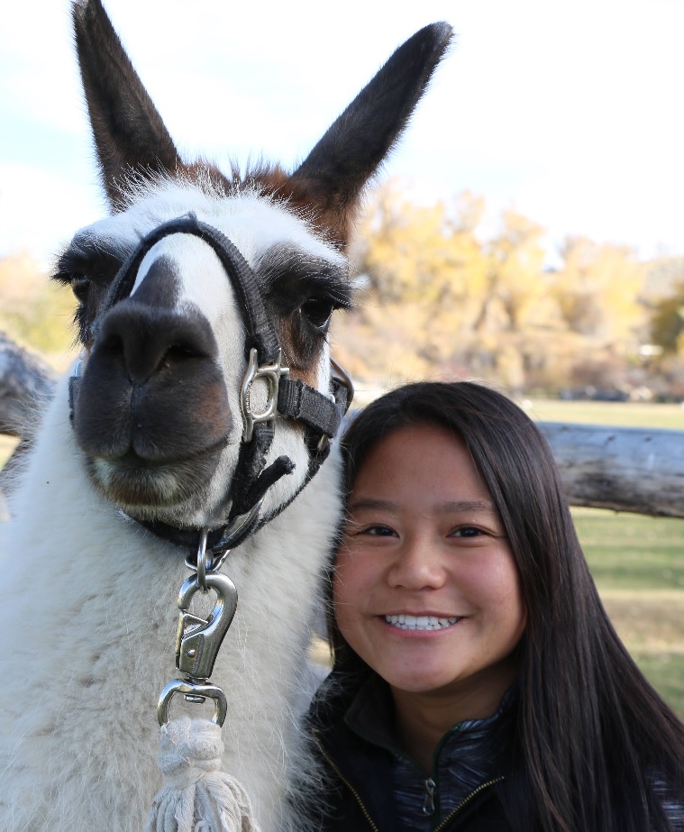 student with llama